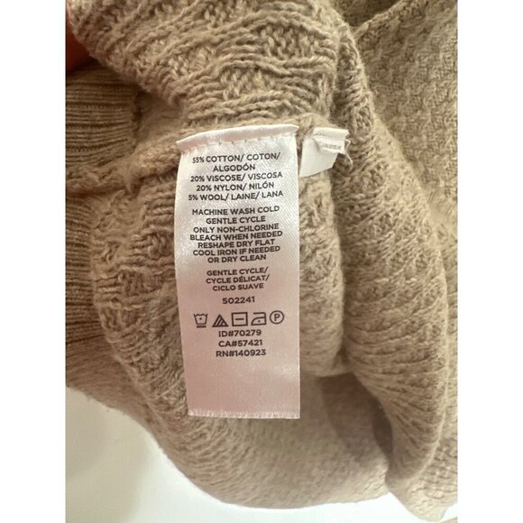 Wool Blend Soft Beige Crew Neck Sweater Womens XXS Cozy Office Neutral Minimal - Picture 6 of 9